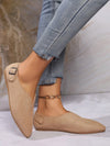 Chic and Comfortable: Women's Pointed Suede Slip-On Flat Shoes with Buckle Detail