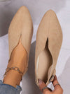 Chic and Comfortable: Women's Pointed Suede Slip-On Flat Shoes with Buckle Detail