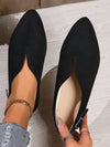 Chic and Comfortable: Women's Pointed Suede Slip-On Flat Shoes with Buckle Detail