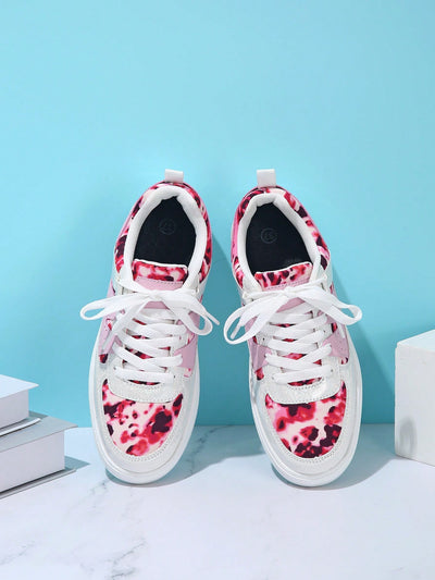 Pretty in Pink: Leopard Print Casual Student Sneakers for Women