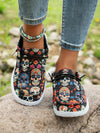 Black Skull Halloween Canvas Slip-On Shoes: Lightweight, Non-Slip, and Easy to Wear