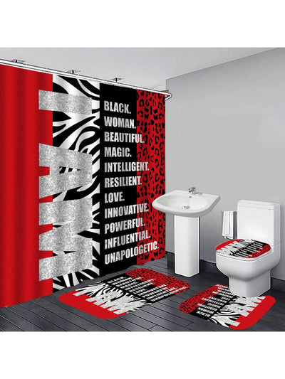 Elevate your bathroom decor with our Leopard Print and Vertical Stripe Inspirational Quote Shower Curtain Set. The vibrant design features a combination of leopard print and vertical stripes, adding a touch of modern elegance. Each curtain also includes an uplifting quote, providing daily inspiration.