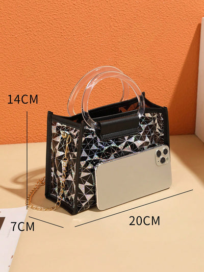 Sparkling White Stadium-Approved Transparent Bag: The Ultimate Concert & Sports Event Accessory for Women