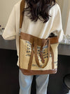 Letter Print Large Capacity Canvas Tote: Perfect for Casual Shopping and Commuting