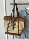 Letter Print Large Capacity Canvas Tote: Perfect for Casual Shopping and Commuting