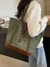 Letter Print Large Capacity Canvas Tote: Perfect for Casual Shopping and Commuting