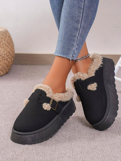 Cozy Chic: Women's Faux Fur-Lined Winter Slip-On Snow Boots