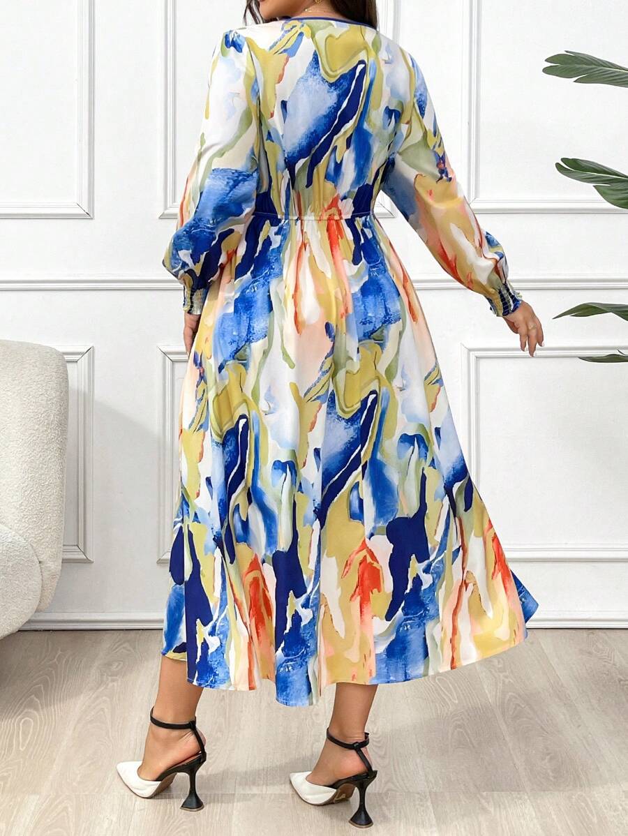 Step into effortless charm with this Plus Size Allover Print Lantern Sleeve Maxi Dress. Its flowing silhouette and whimsical lantern sleeves bring a playful touch to your everyday elegance. Perfect for any occasion, this dress combines comfort with eye-catching style, making you feel fabulous from morning to night.