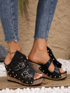 Stylish Plus Size Summer Wedge Sandals with Rivet Detail