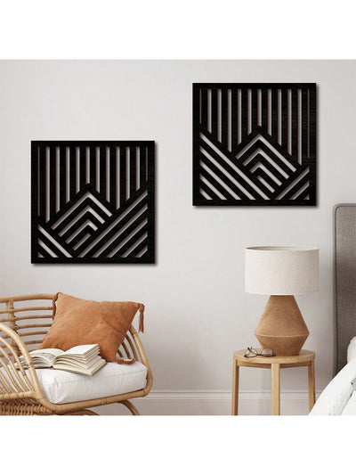 Elegant 3D Wooden Hollow Wall Art - Set of 2 Creative Decorative Panels