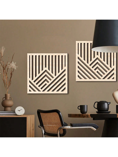 Elegant 3D Wooden Hollow Wall Art - Set of 2 Creative Decorative Panels