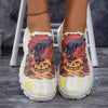 Pumpkin Patch Ghost Print Casual Athletic Sneakers: Lightweight & Comfortable