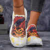 Pumpkin Patch Ghost Print Casual Athletic Sneakers: Lightweight & Comfortable