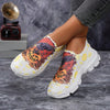 Pumpkin Patch Ghost Print Casual Athletic Sneakers: Lightweight & Comfortable