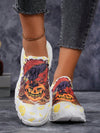 Pumpkin Patch Ghost Print Casual Athletic Sneakers: Lightweight & Comfortable