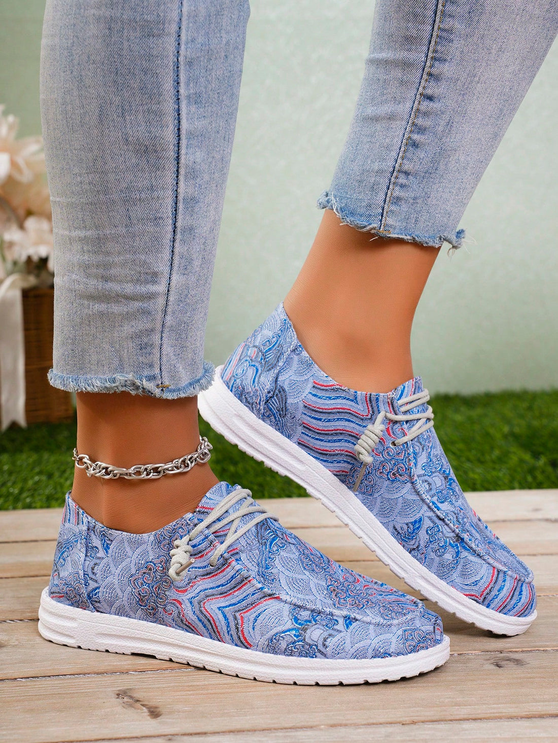 Introducing the Cloud Print Lightweight Loafers, the ultimate combination of style and comfort for the fall season. With its cloud print design, these loafers are sure to make a statement. But it's not just about looks - their lightweight design provides maximum comfort for all-day wear. Upgrade your shoe game with these stylish and comfortable loafers.