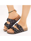 Checkered Comfort: Women's Double Buckle Flatform Slide Sandals