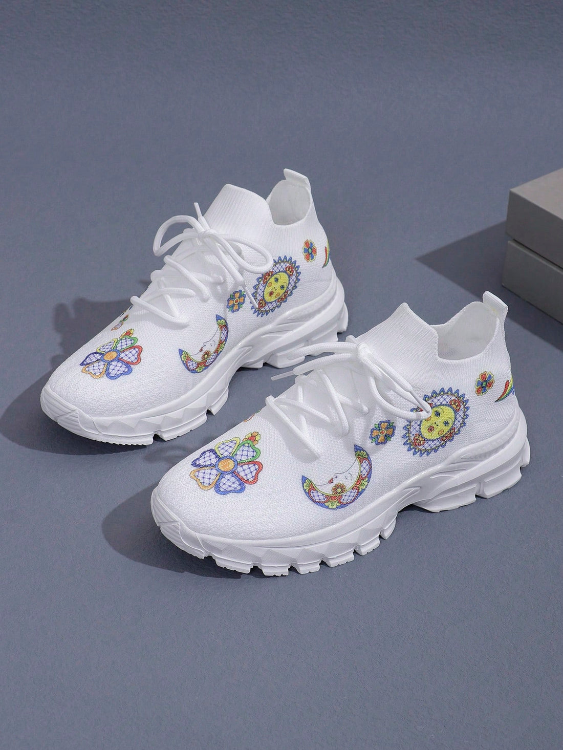 Elevate your style with our Sun Face Print Women's Fashionable Casual Sneakers! These sneakers are designed to embrace fun fashion with their unique sun face print, perfect for adding a touch of personality to any outfit. Crafted with comfort and style in mind, these sneakers are a must-have for any trend-setter.