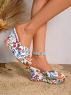 New Summer Plus Size Anti-Slip Waterproof Platform Printed High-Heeled Wedge Sandals