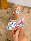 New Summer Plus Size Anti-Slip Waterproof Platform Printed High-Heeled Wedge Sandals