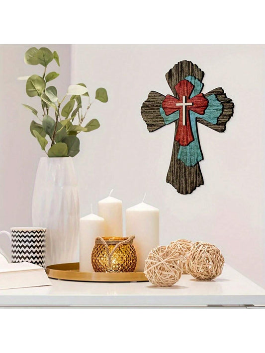 Rustic Wooden Cross Wall Art - Farmhouse Decor for Indoor & Outdoor Christmas Charm