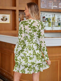 Get ready to turn heads on your next vacation in our Chic Aveloria Floral Print Long Sleeve Ruffle Hem Dress! With its playful print and flattering ruffle hem, this dress is perfect for vacation style. Don't forget to pack it in your suitcase for an effortless and chic look!