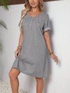 Effortlessly Chic: Casual Solid Roll-Up Sleeve Denim Dress