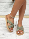 Chic Coastal Vibes: Stylish Flat Sandals with Thick Bottom and Linen Texture