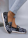 Stylish and Comfortable Black Plaid Plus Size Slip-On Sneakers with Elegant Chain Design for Women