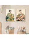 Abstract Art Female with Flower Painting Set - Eclectic Frameless Prints