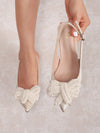 Elegant Faux Pearl Bowknot Stiletto Heels: Chic Bridal & Party Footwear