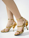 Rose Gold Elegance: Ankle Strap Metallic Heels