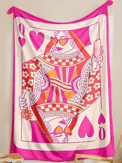 Soft and Warm Poker Q Print Flannel Blanket - Perfect for All Seasons