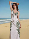 Tropical Paradise: Beach Vacation Dress with Bowknot Shoulder Straps