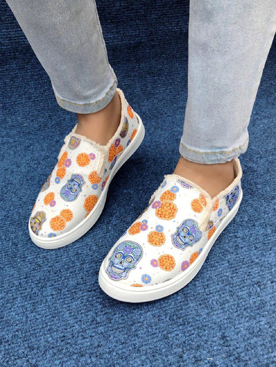 Spooky Chic Halloween Canvas Slip-On Sneakers: Fashionable, Comfortable, and Breathable