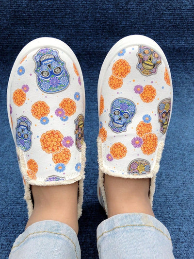 Spooky Chic Halloween Canvas Slip-On Sneakers: Fashionable, Comfortable, and Breathable