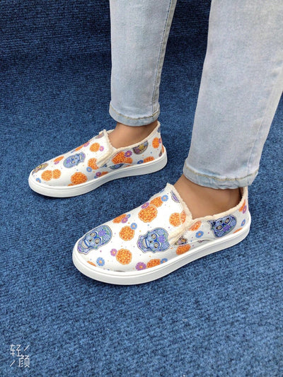 Spooky Chic Halloween Canvas Slip-On Sneakers: Fashionable, Comfortable, and Breathable