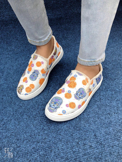 Spooky Chic Halloween Canvas Slip-On Sneakers: Fashionable, Comfortable, and Breathable