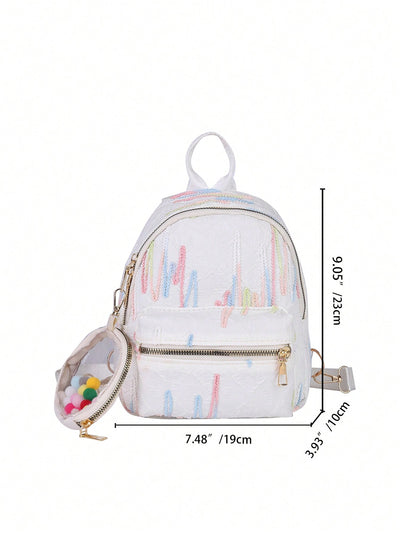 Stylish Color Block Nylon Backpack Set for Women and Children - Perfect for Daily Use