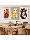 Feline Frenzy: 3-Piece Bohemian Cat Art Prints Set for Purr-fect Home Decor