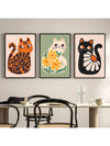 Feline Frenzy: 3-Piece Bohemian Cat Art Prints Set for Purr-fect Home Decor