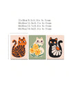 Feline Frenzy: 3-Piece Bohemian Cat Art Prints Set for Purr-fect Home Decor