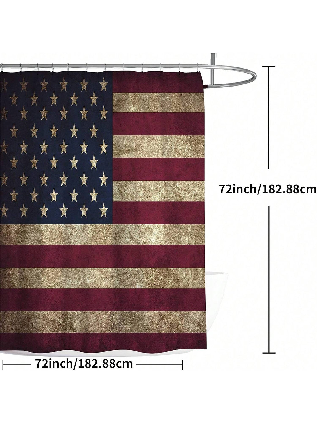 Elevate your bathroom decor with our Patriotic Pride Shower Curtain. Featuring a bold American Flag graphic print, this curtain adds a touch of patriotism to any space. The waterproof design ensures long-lasting durability while the 12 plastic hooks make for easy installation.