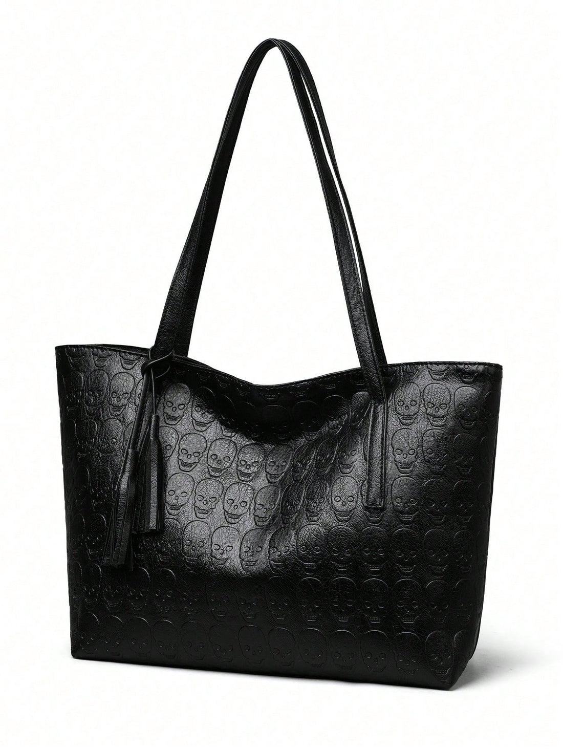 This Skull Gothic Style Tassel Shoulder Tote is perfect for a versatile and fashionable outing bag. The tassel detail adds a touch of edginess, while the shoulder strap allows for easy transportation. Made with high-quality materials, this tote is durable and stylish, making it an ideal choice for any outing.