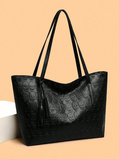 Skull Gothic Style Tassel Shoulder Tote: Versatile and Fashionable Outing Bag