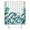 Tropical Paradise: Green Banana Leaf Printed Shower Curtain with 12 Plastic Hooks