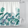 Tropical Paradise: Green Banana Leaf Printed Shower Curtain with 12 Plastic Hooks