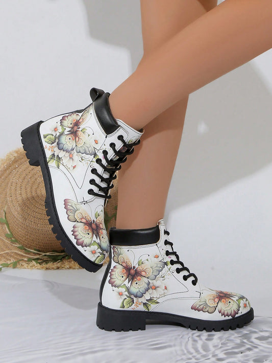 Chic and Stylish British Printed Ankle Boots for Women