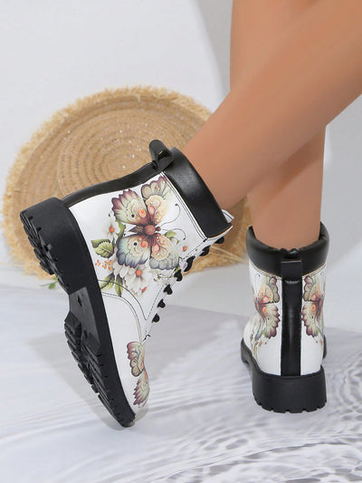 Chic and Stylish British Printed Ankle Boots for Women