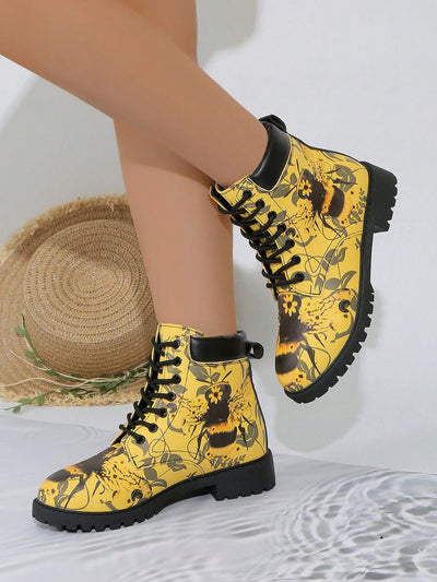 Chic and Stylish British Printed Ankle Boots for Women